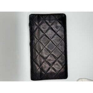 Chanel Black‎ Quilted Leather CC Logo Wallet With Card Slots COA
